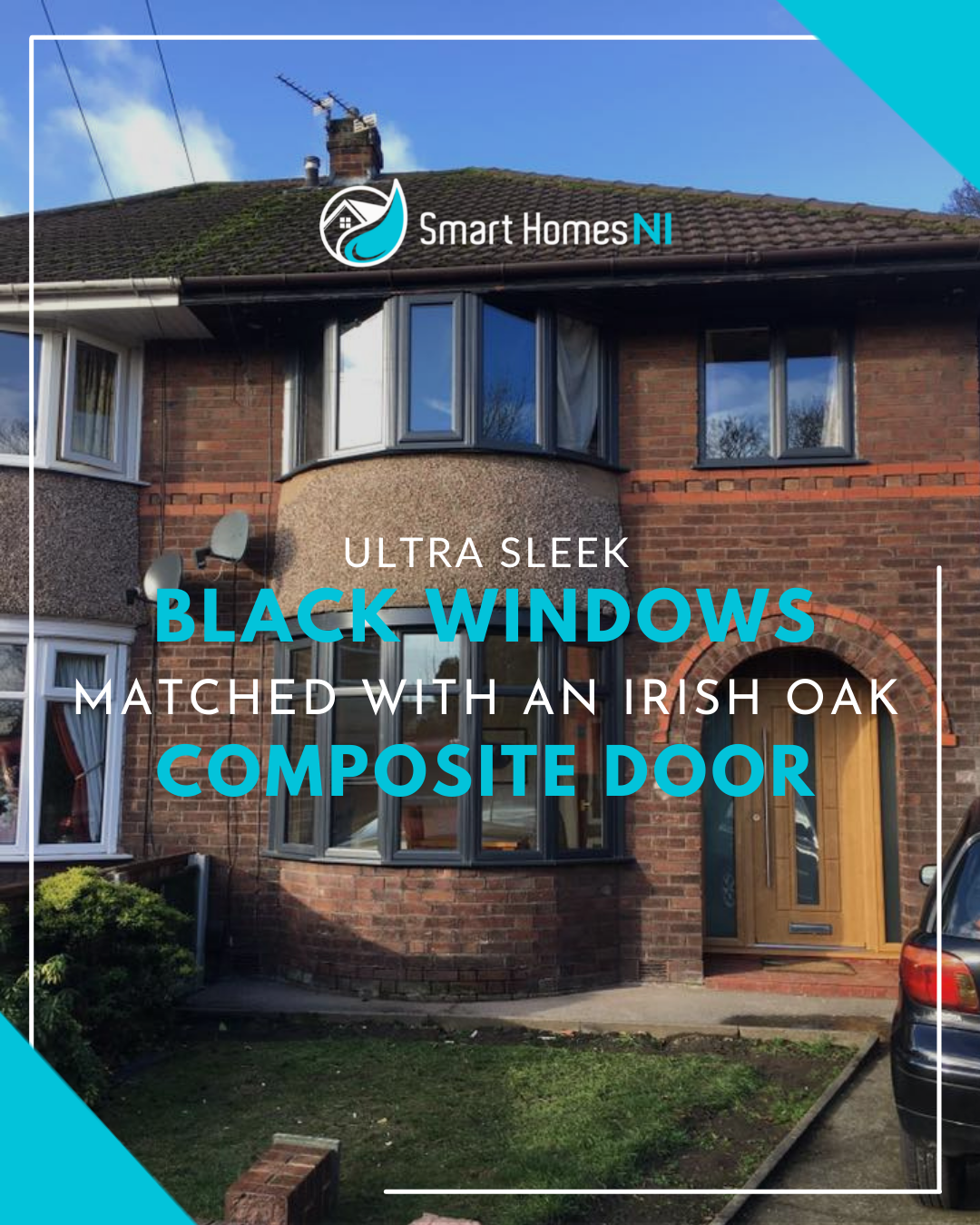 colour full house Black 3 = Image “1” text = Ultra sleek black windows matched with an irish oak composite door